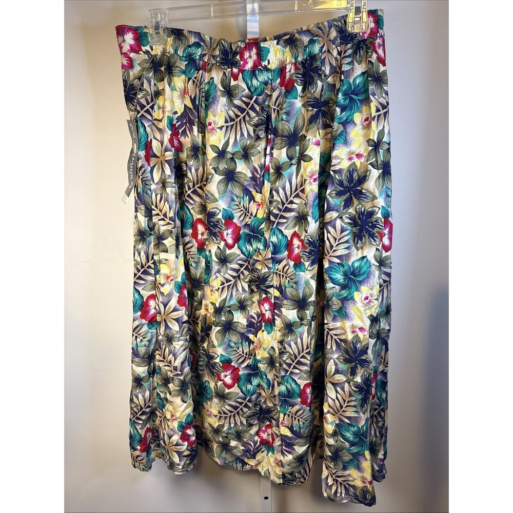 NEW W/tag Sag Harbor midi Skirt Plus size 2X Hunter Tropical Floral Print A Line - Picture 3 of 5